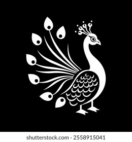 Elegant peacock vector logo icon, symbolizes beauty and grace, perfect for stylish designs.