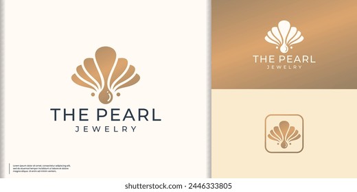 Elegant The Pearl jewelry logo vector illustration with golden color branding.