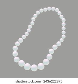 Elegant Pearl Necklace on Grey Background. EPS 10.