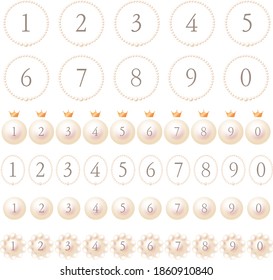 Elegant pearl number icon set