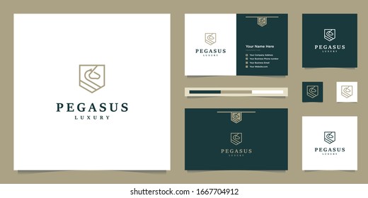 Elegant Pegasus. Minimalist premium horse. Pegasus style mythical silhouette, premium logo design inspiration.