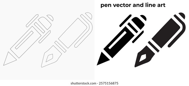 Elegant Pen Icon Vector Set Versatile, high-quality designs for branding, education, and creative projects