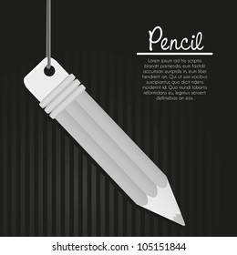 elegant pencil background in gray rope hanging on black background