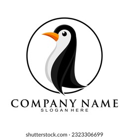 Elegant penguin illustration vector logo