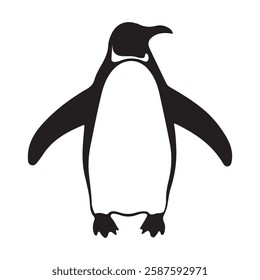 Elegant Penguin silhouette vector art design on white background.