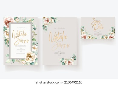 elegant peonies invitation card set