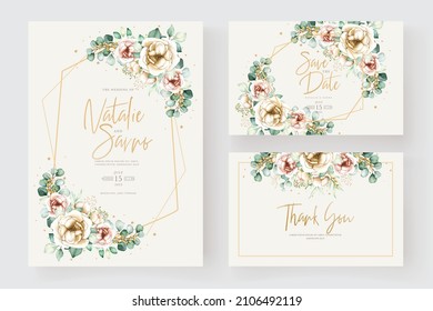 elegant peonies invitation card set