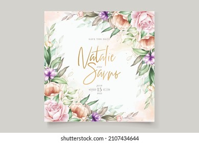 elegant peonies and roses invitation card set