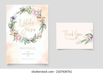 elegant peonies and roses invitation card set