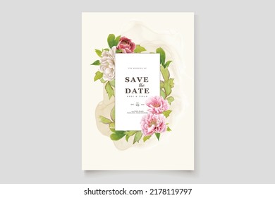 elegant peony background and wreath card design