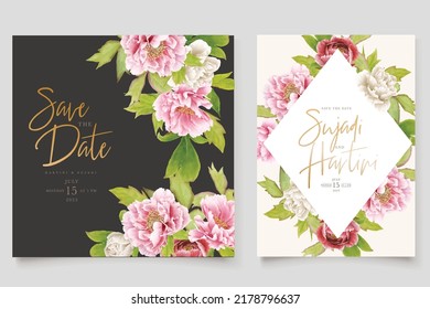 elegant peony background and wreath card design