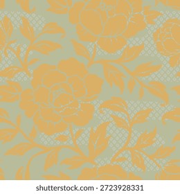 Elegant peony flowers seamless pattern, Vintage japanese and chinese floral pattern.