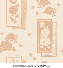 Elegante Pfingstrosen nahtloses Muster, Vintage japanisch und chinesische Blumenmuster.