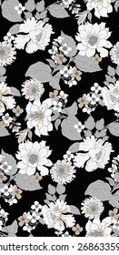 elegant peony seamless floral pattern background over blue