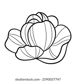 Elegant peony silhouette with intricate doodle details perfect for logo and vector design