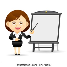 Elegant People Series | Beautiful business woman with pointer and chart board