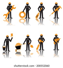 Elegant People Series.  Builder set. Construction worker