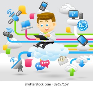 Elegant People Series | business man and cloud network.
