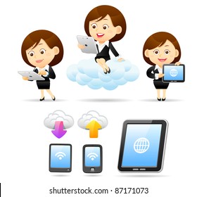 Elegant People Series |  business women ,smart phone ,Tablet PC and cloud computing..