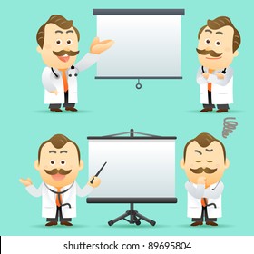 Elegant People Series | Doctor giving presentation with projection screen.