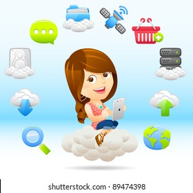 Elegant People Series | Shopping Lady with cloud computing