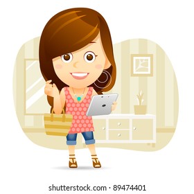 Elegant People Series | Shopping Lady With Tablet PC