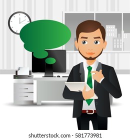Elegant People-Business - Businesspeople standing in office and pointing at the laptop