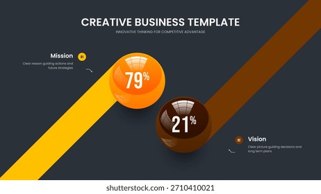 Elegante desempenho Slide Design Vetor Ilustração. Marketing Crescimento Dois Elementos Infográfico Quadro Layout. Modelo de apresentação do diagrama de opção da visão geral da empresa 2.