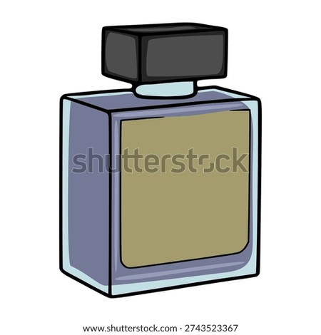 Elegant perfume bottle vector illustration with a muted gold label and black cap