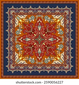 Elegant Persian Floral Pattern Design Traditional carpet style Intricate decorative pattern inspired by mandala.