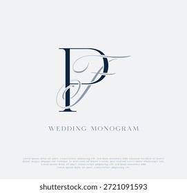 Elegante logotipo de monograma de boda de iniciales entrelazadas PF