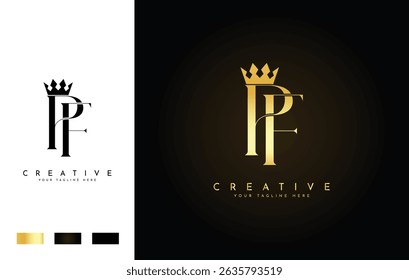Elegant PF Monogram with Crown for Luxury Branding