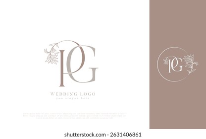 Elegant PG Monogram Wedding Logo with Floral Accents