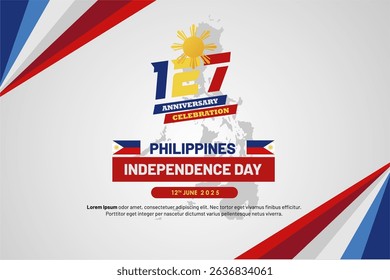 Elegant Philippines Independence Day 2025 Banner with 127th Anniversary Celebration Logo. Vector Illustration