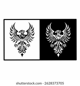 Elegante Phoenix Crest em preto e branco