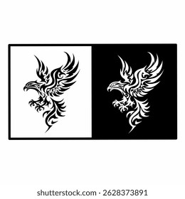 Elegante Phoenix Crest em preto e branco