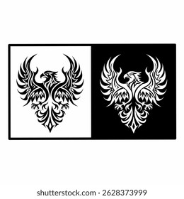 Elegante Phoenix Crest em preto e branco