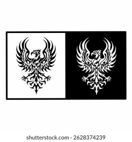 Elegante Phoenix Crest em preto e branco