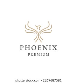 Elegante phoenix Linie Logo Symbol Design Vorlage flach Vektorgrafik