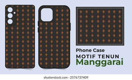 Elegant phone case design featuring a minimalist Manggarai traditional motif with diamond-shaped patterns