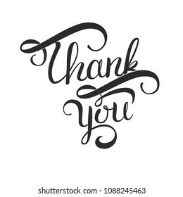 Elegant phrase - thank you - handdrawn lettering for web, mobile, logo, infographics, visualizations, postcards, T-shirt printing, banner, poster, promotion, advertising signboard, ad