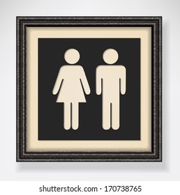 Elegant picture frame with toilet sign