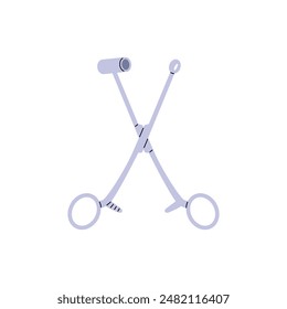 An elegant piercing accessory. Vector illustration of round titanium earrings for mouth, nose, eyebrows on a white background. Stylish modern jewelry design.