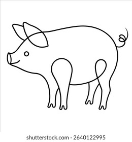 Elegant pig illustration in minimalist continuous line art style perfect for modern decor animal-themed artwork farm wall art or graphic design and branding projects