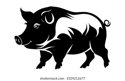 Elegant Pig Silhouette, A Graceful Representation of Farm Life, Showcasing the Beauty and Charm of Swine in a Minimalist Design Perfect for Modern Home Decor and Creative Projects.