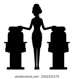 Elegant Pilot and Stewardess Silhouette Air Travel Team