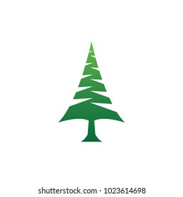 Elegant pine tree in hexagon shape logo design template vector