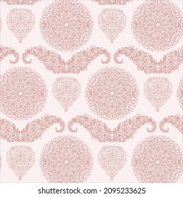 Elegante patrón de vector oriental abstracto rosa sobre el fondo blanco. El adorno de tela estilizada. Estilo oriental. Batik. Porcelana, estilo textil.