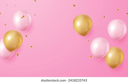 Elegant pink balloon background for festival and festive decoration. Vector illustration.