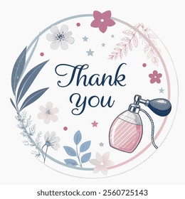 Elegant Pink and Blue Floral Thank You Logo